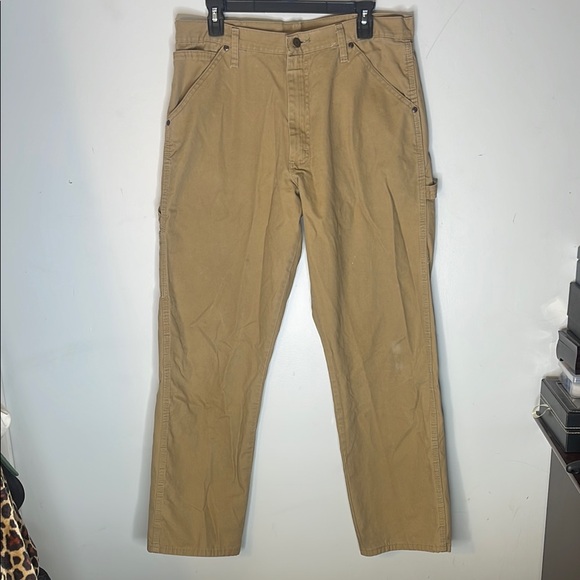 WRANGLER Tan Cotton Casual Chino Work Pants Size 34/32 - Picture 1 of 7